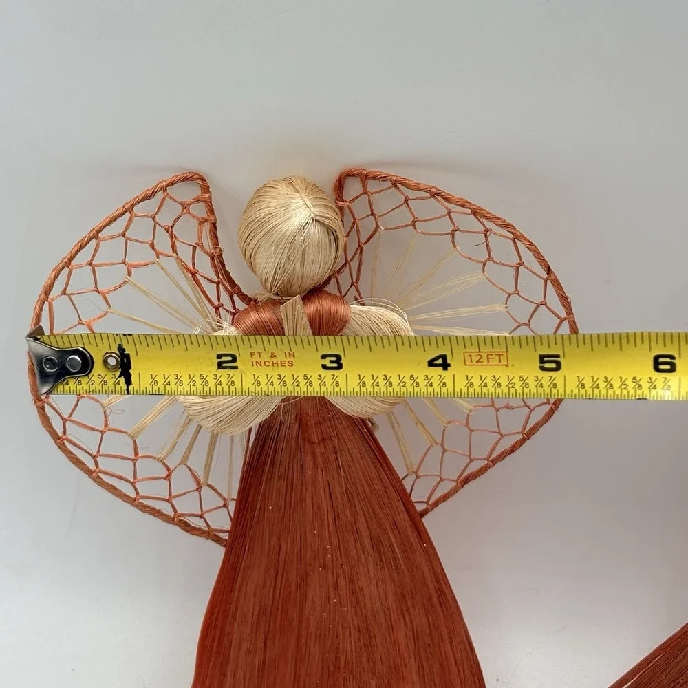 Vintage Corn Husk Angel Ornaments Lot 2 Handmade Folk Art Christmas 9.5